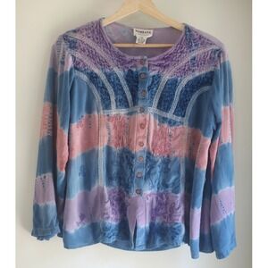 Namrata | Tops | Namrata Tie Dye Embroidered Boho Blouse Blue Pink ...